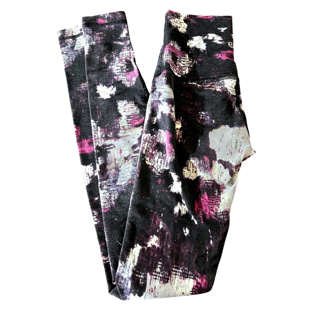 Lululemon Wunder Under High Rise Tight 28 Abstract Brushstroke Purple Black 2